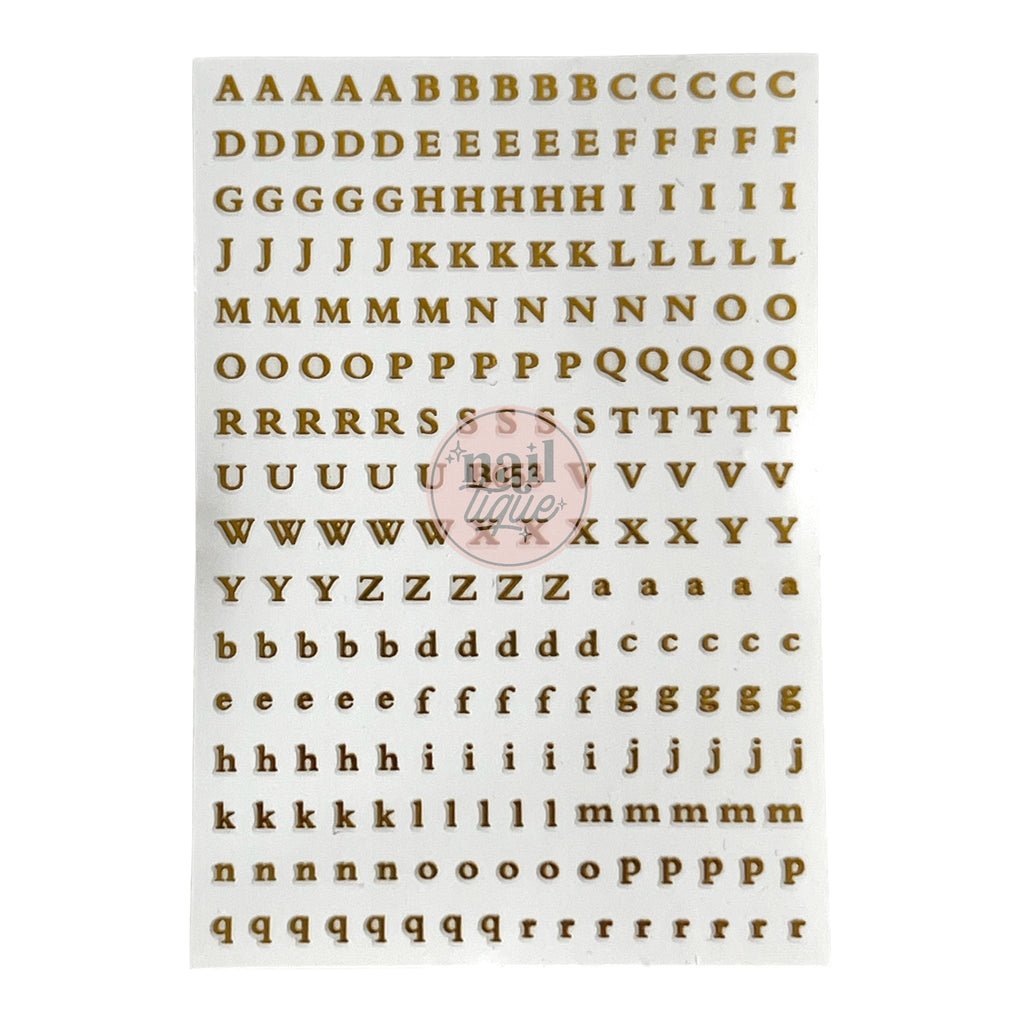 Gold letters