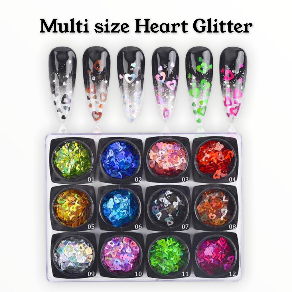 Multi size Heart Glitter